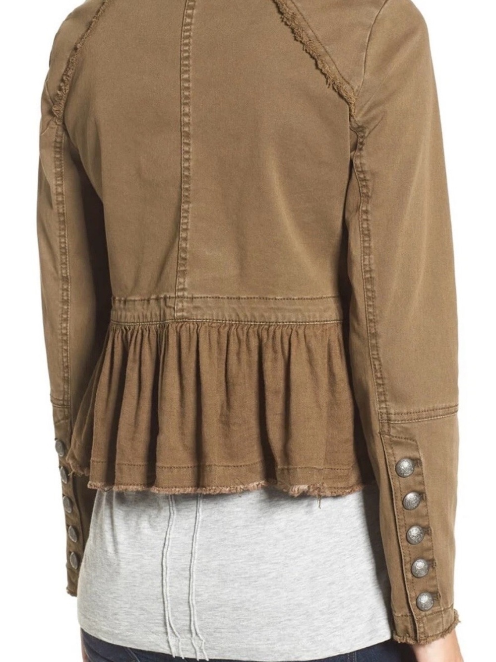 Free People Brown Military Peplum Jacket - Size M - Picture 3 of 7